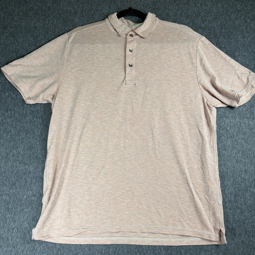 Tommy Bahama‎ Shirt Mens Large Pink Hawaiian Short Sleeve Active Golf Polo